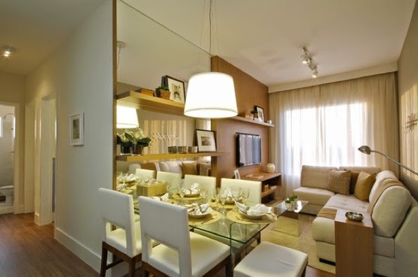 decoração sala de estar e jantar integradas apartamento pequeno