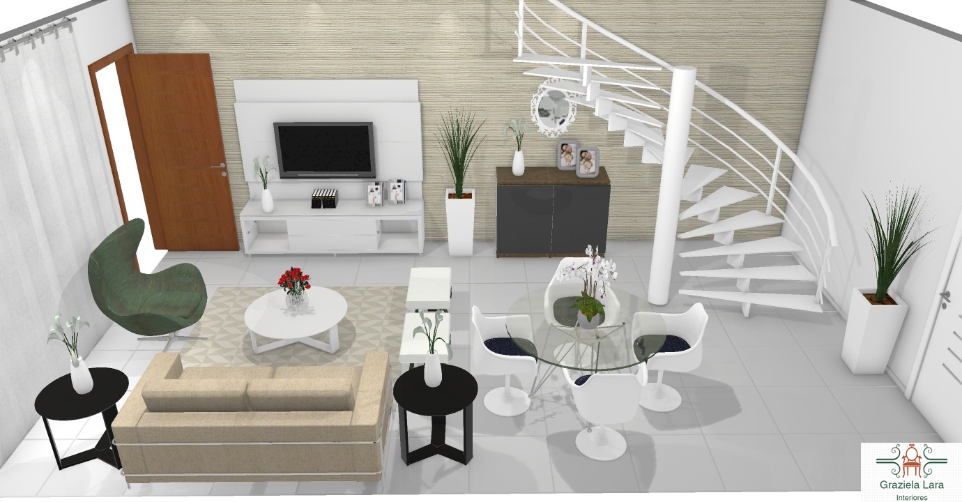 layout sala de estar e jantar integradas pequenas