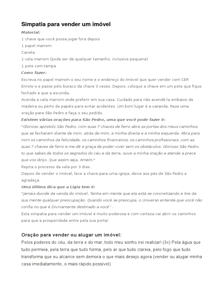oração para vender imóvel