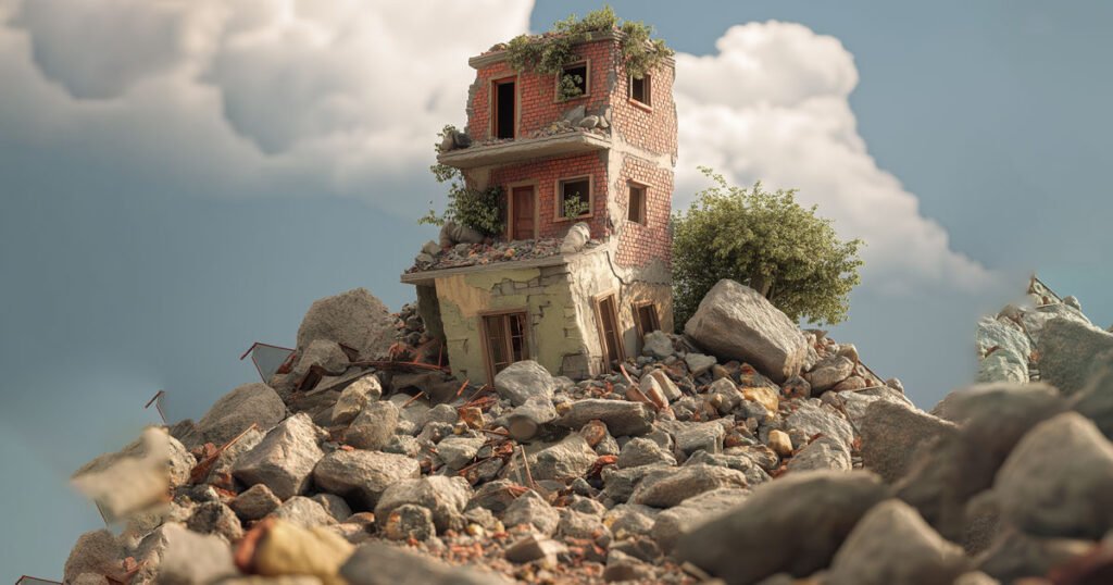 sonhar com casa desabando