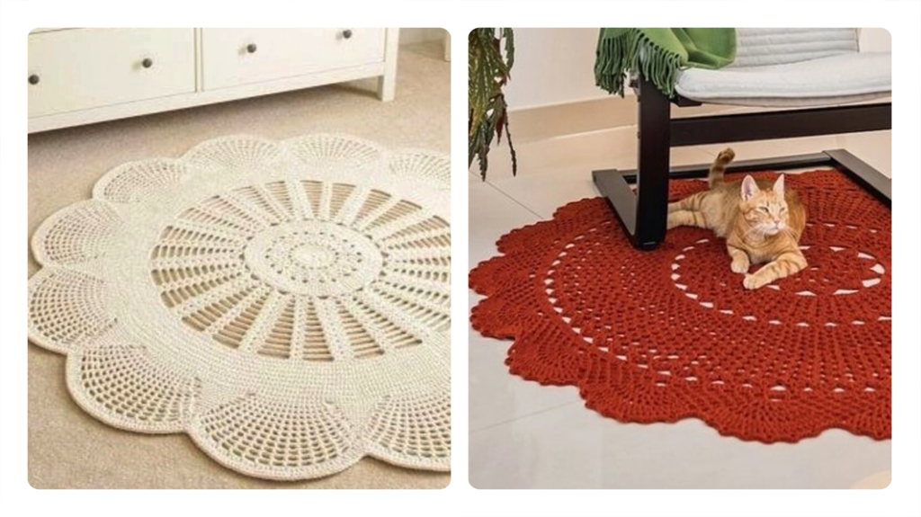 inspiração tapete de crochê para quarto pequeno