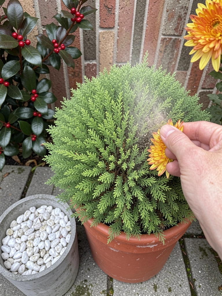 Pequenas flores liberando pólen em nuvem ao serem tocadas