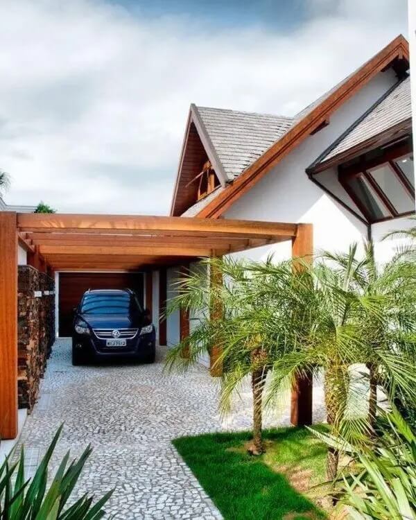 projeto casa com garagem lateral economica