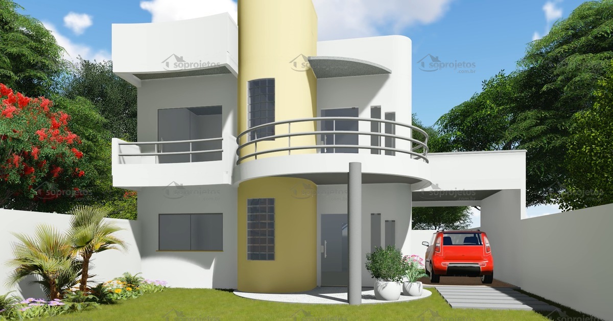 projeto casa com garagem lateral economica