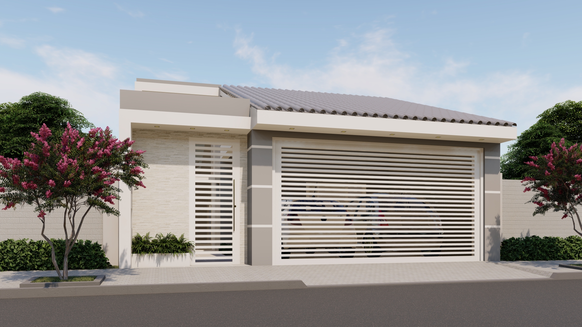 fachada casa com garagem lateral