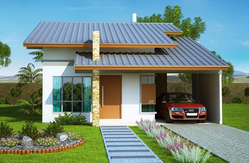 projeto casa com garagem lateral economica