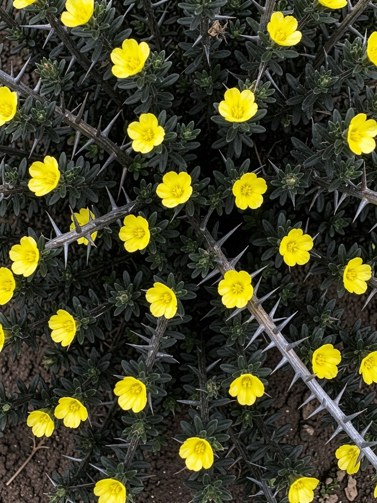 Cacto barril com espinhos longos e flores amarelas desabrochando no topo.