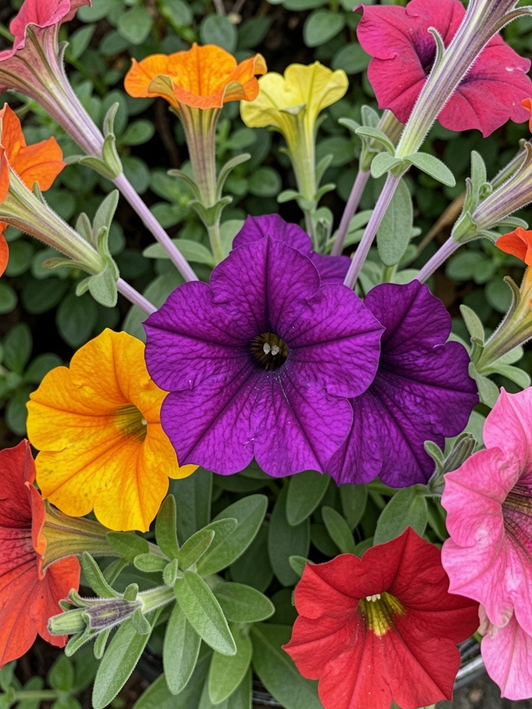 Arranjo de outono com dez flores coloridas sobre fundo neutro