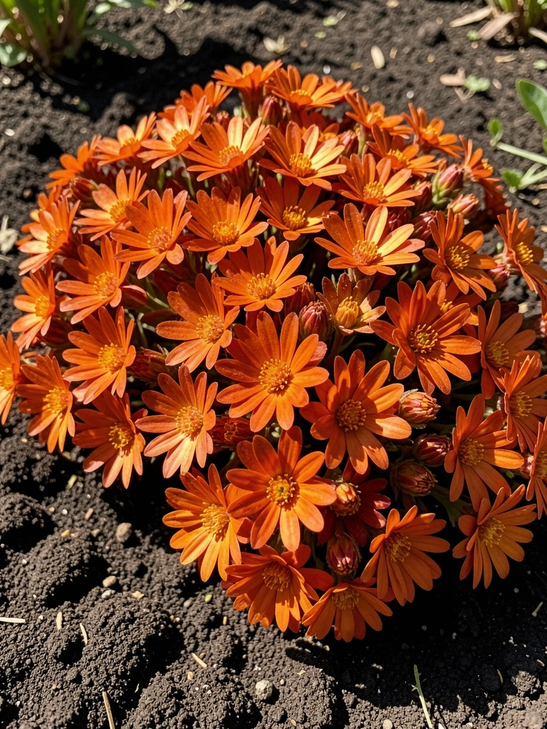 Solo arado com composto escuro pronto para receber mudas, em jardim ao ar livre.