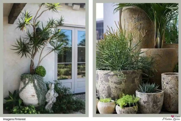 ideias de decoração com pedras e vasos