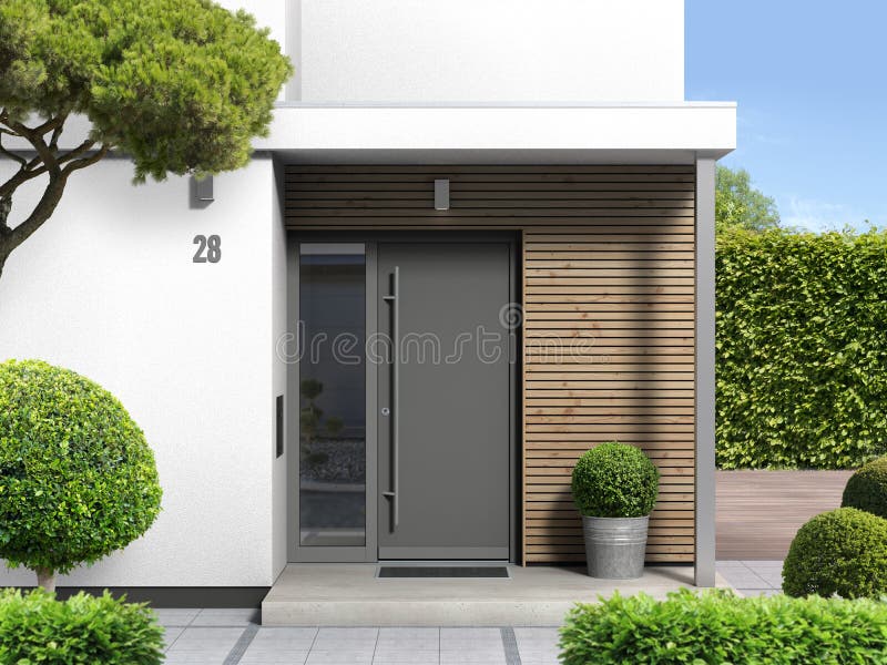 fachada casa moderna com jardim