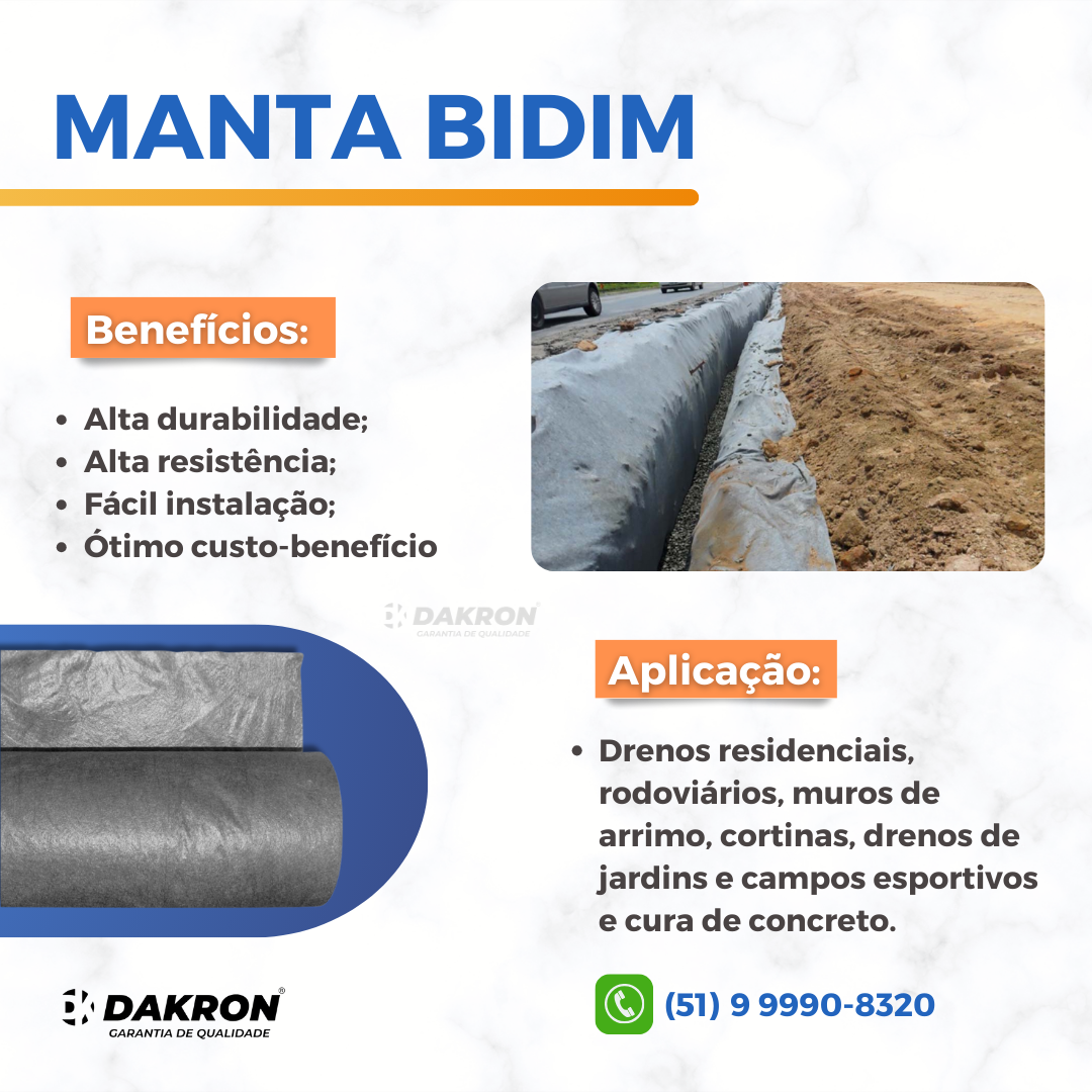 manta bidim para drenagem