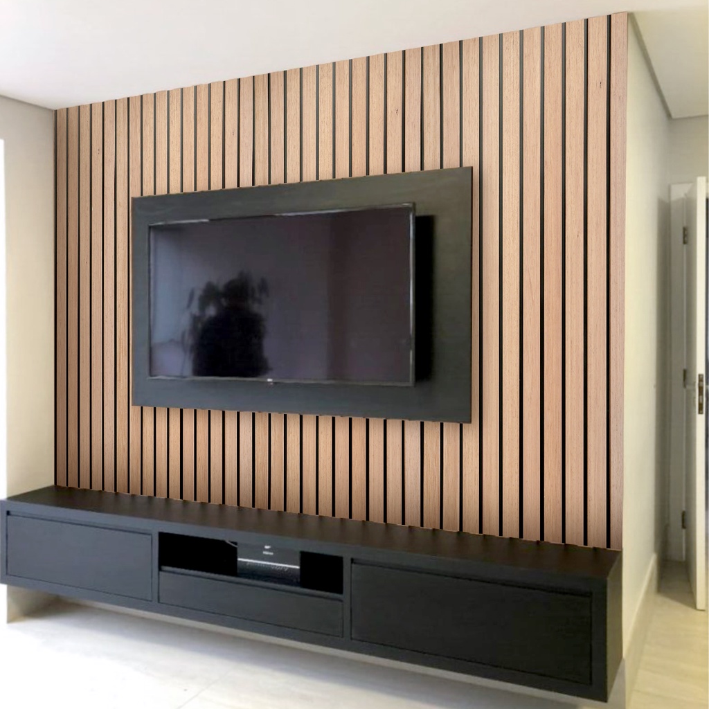 painel de madeira ripada para tv