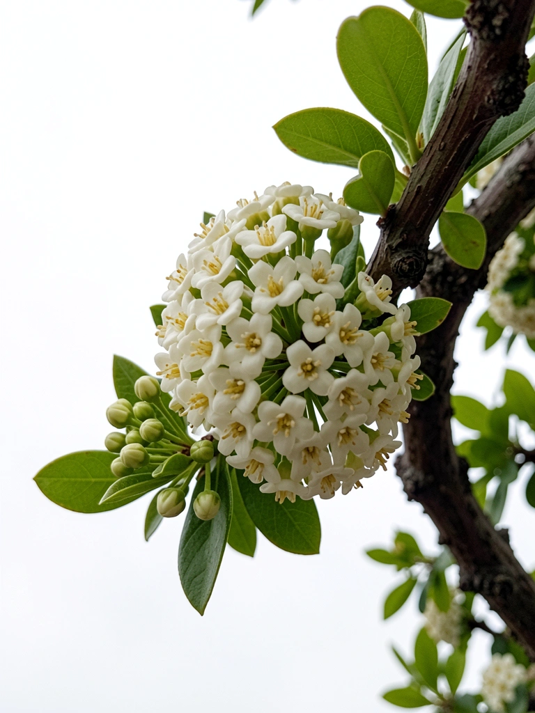 Cacho de flores brancas de craveiro em close
