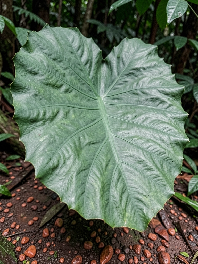 Folhas de guaimbê em meio à vegetação da mata atlântica