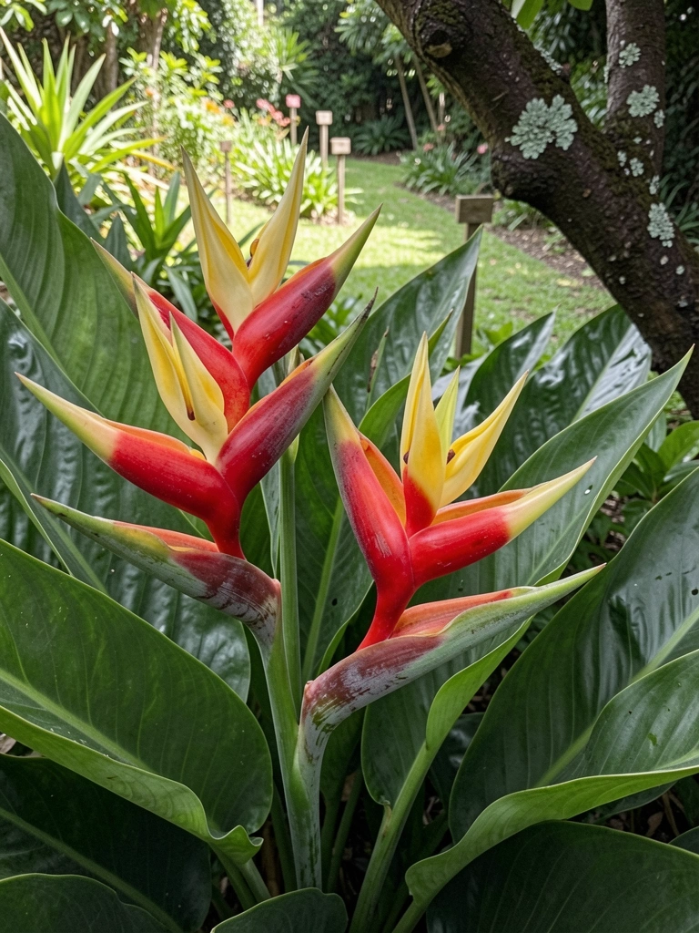 Três áreas de jardim etiquetadas com diferentes exposições ao sol
