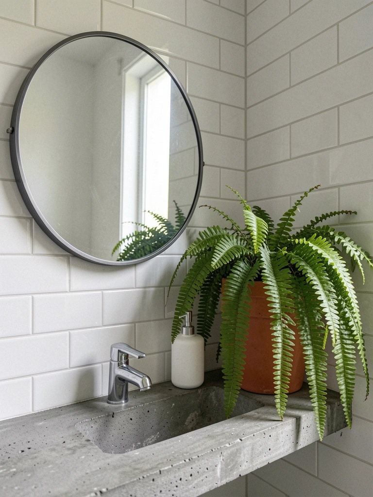 Vaso suspenso com samambaia verde vibrante em ambiente interno