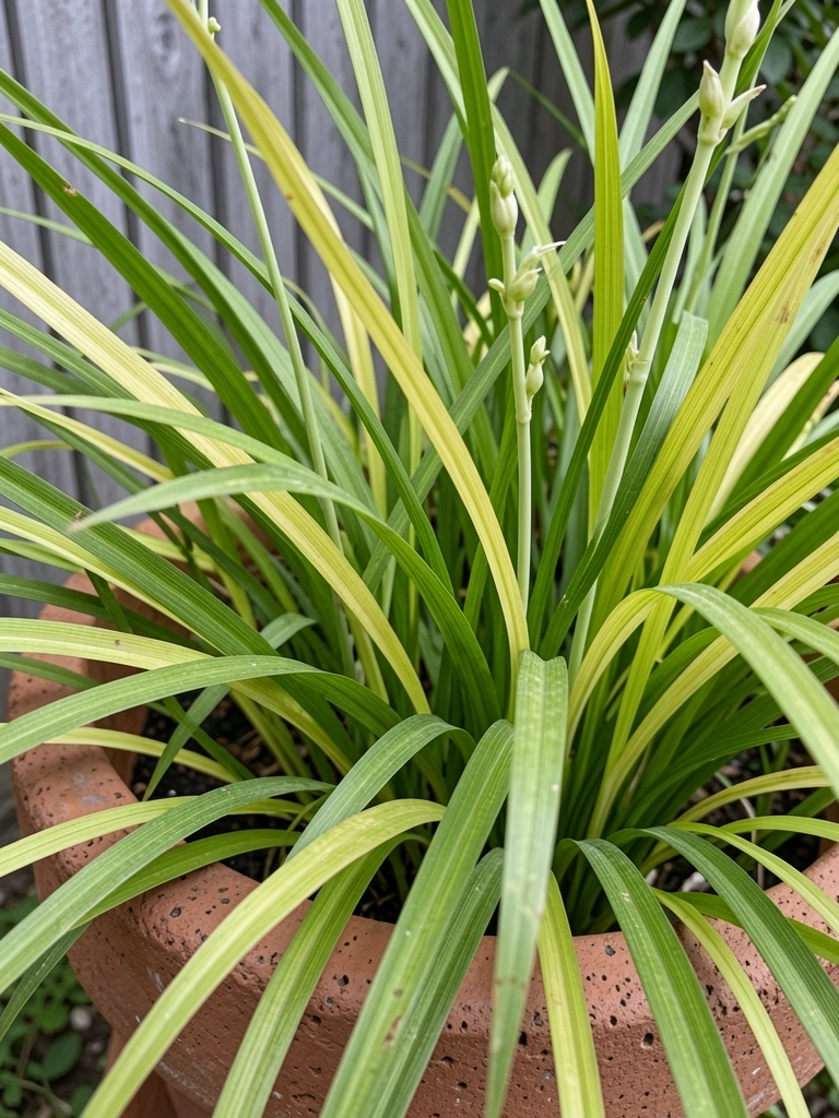 Vasos com plantas de citronela e capim-limão, folhas verdes e perfumadas em primeiro plano