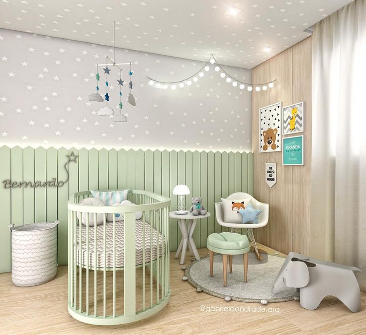 decoração quarto infantil verde e cinza