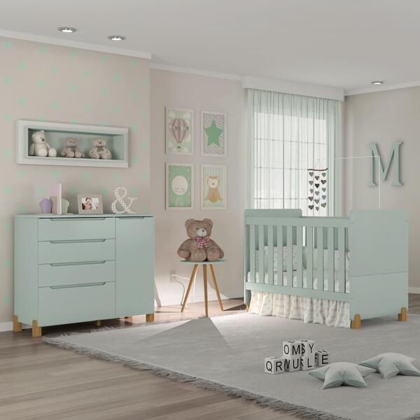 quarto de bebê verde e cinza menino