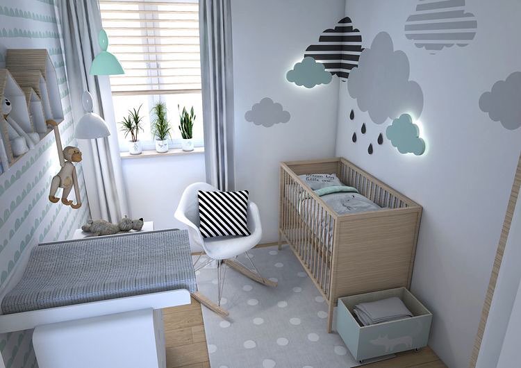 quarto de bebê verde e cinza menino