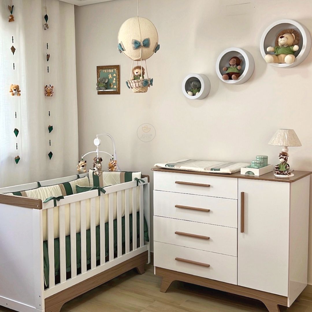 decoração quarto infantil verde e cinza