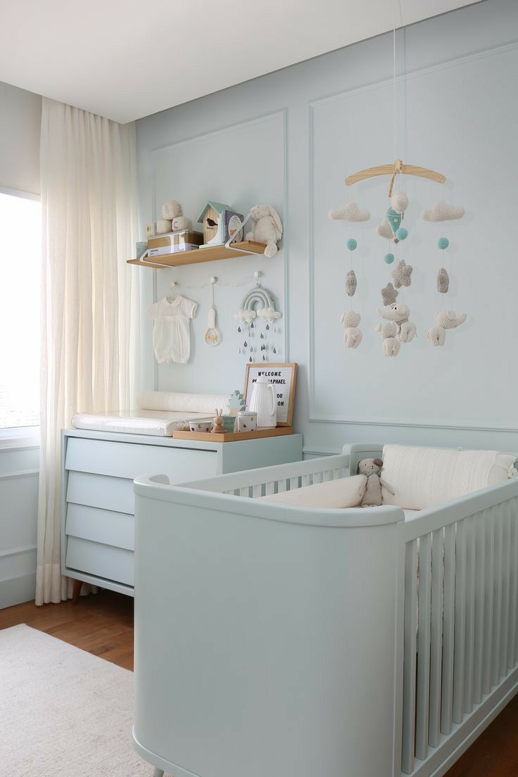 quarto de bebê moderno verde e cinza