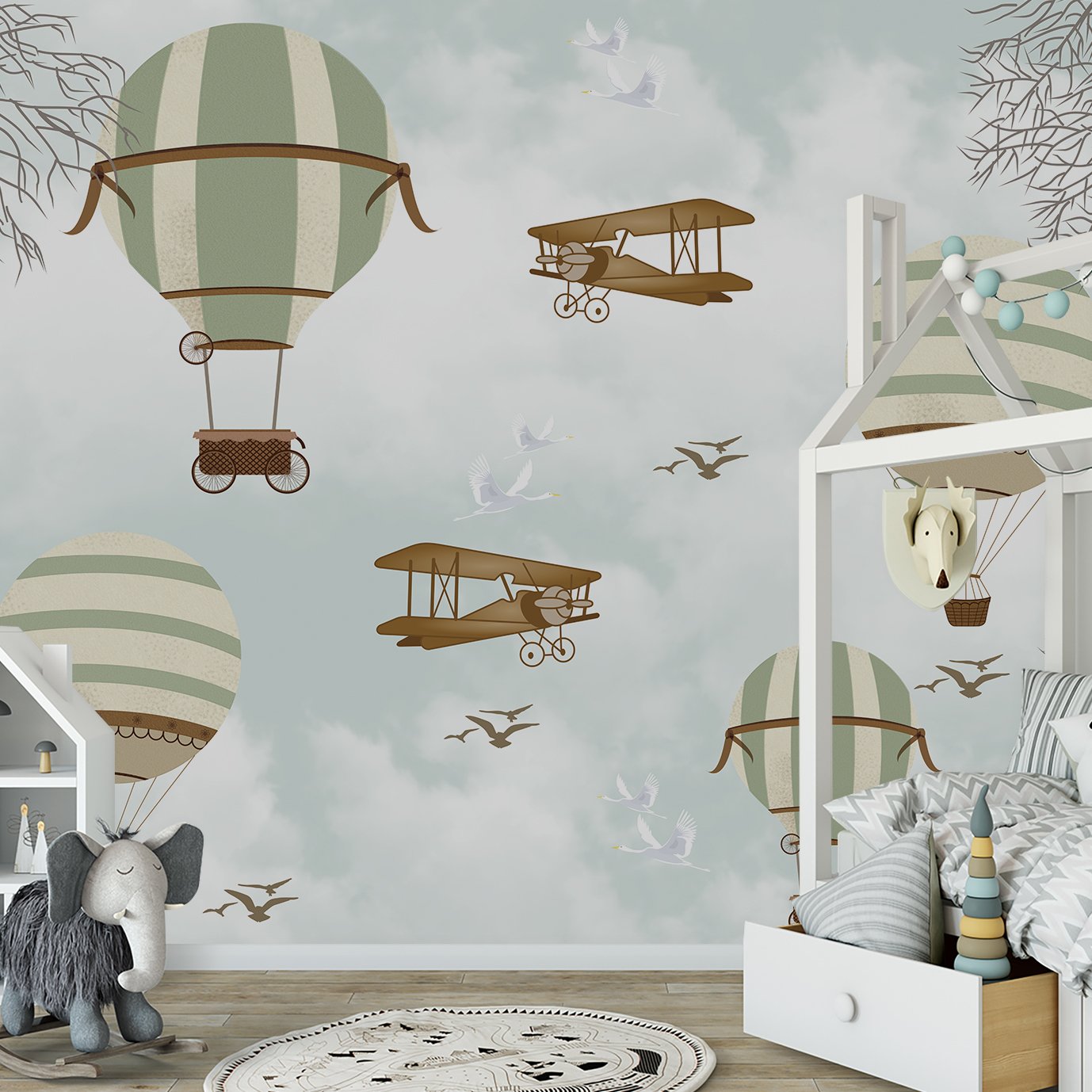 quarto de bebê com tema selva