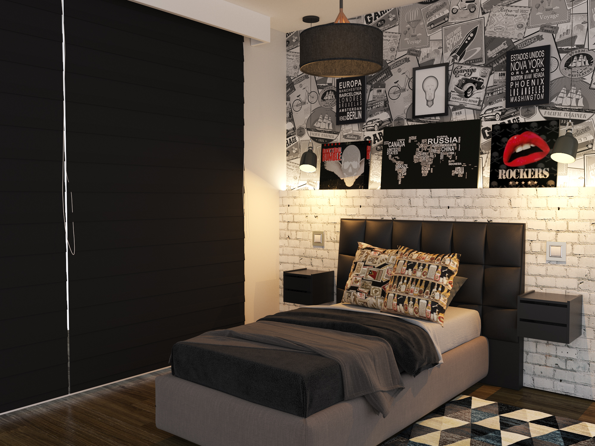 quarto preto e branco
