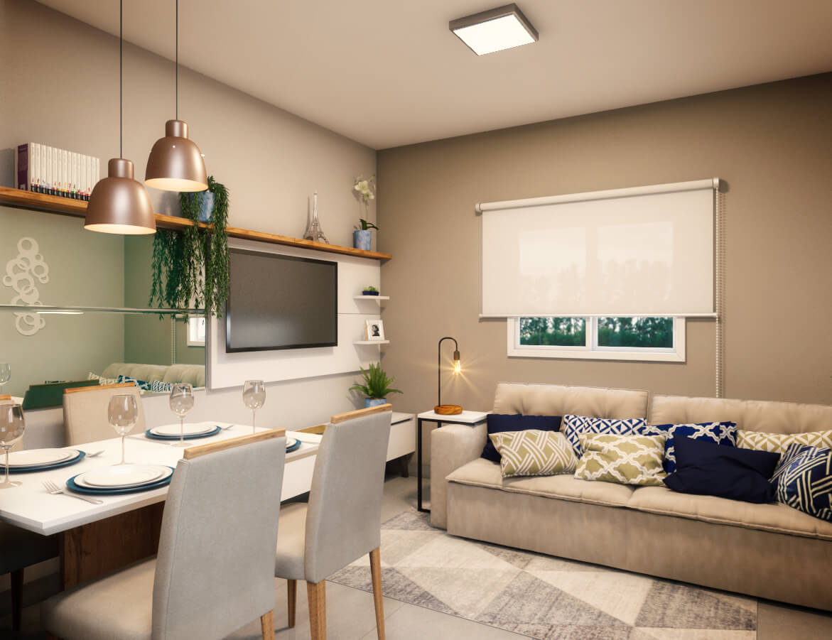 integrar sala de jantar e estar em apartamento pequeno